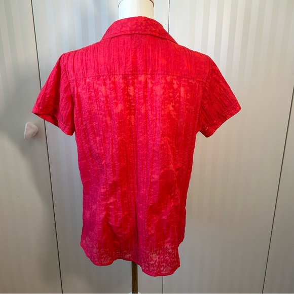 Allison Daley deep pink detail pattern button down blouse Size 12 - Picture 3 of 6